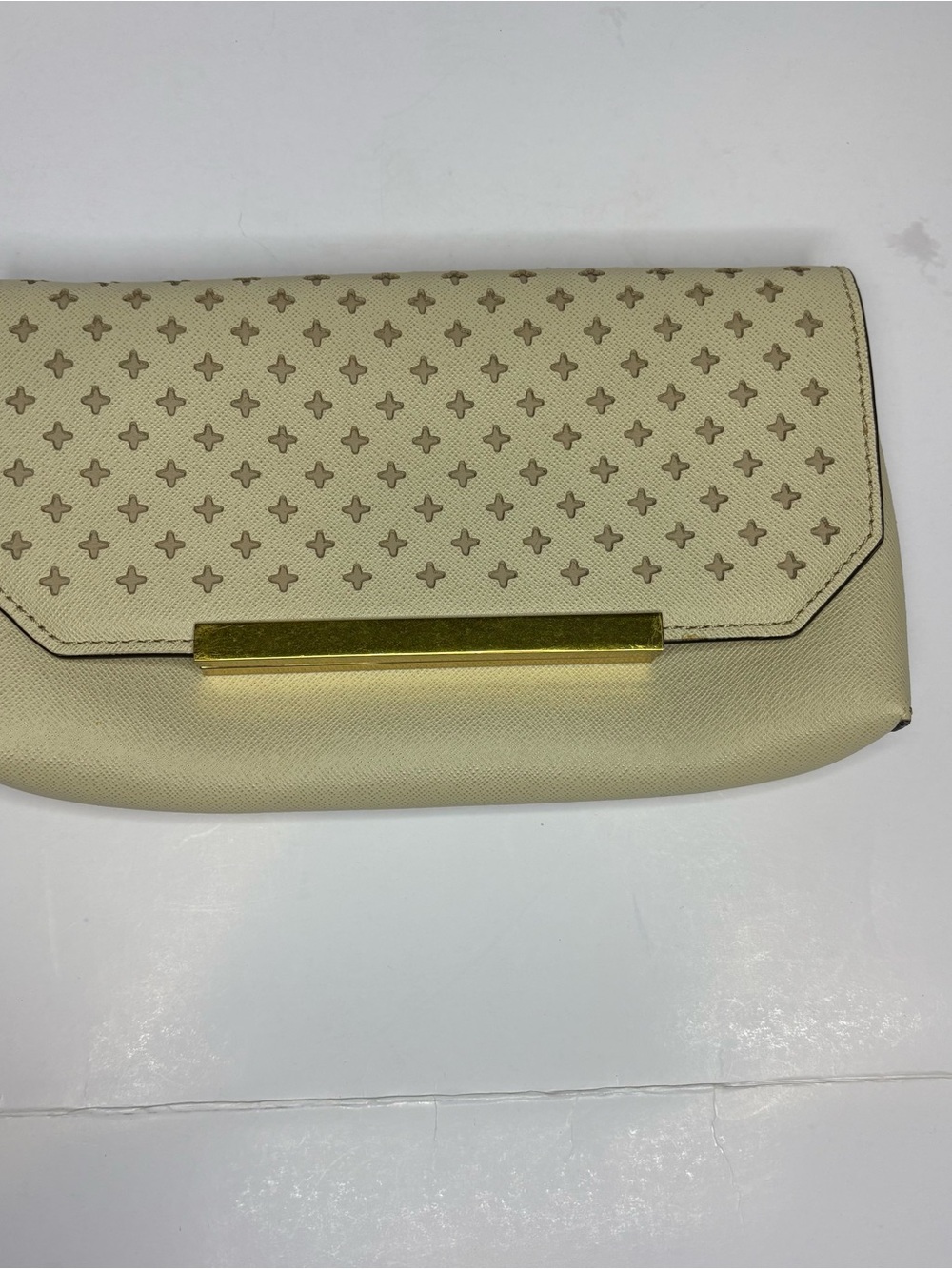 J. Crew Cream Clutch with Gold Bar
